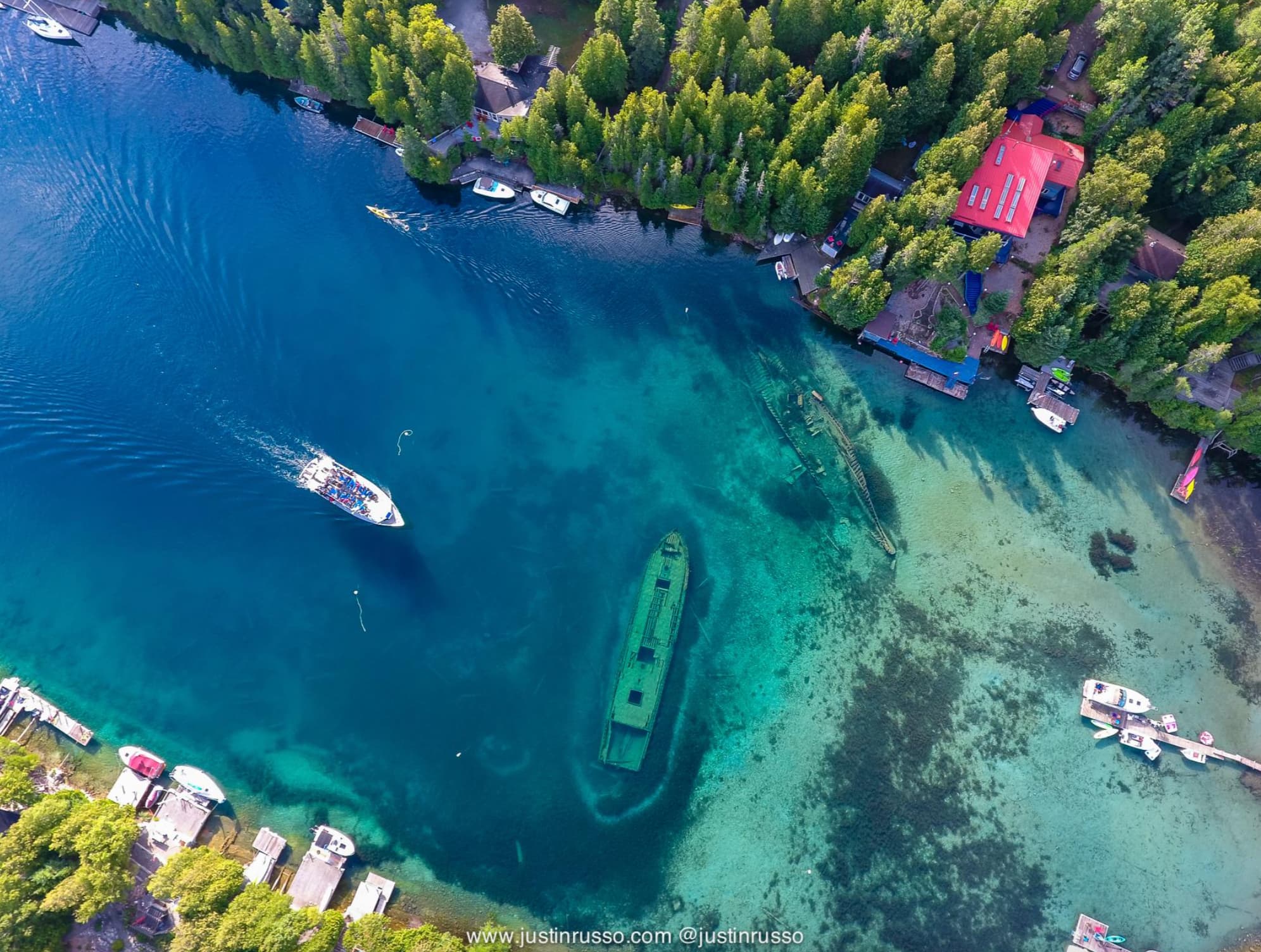 “Droned The Shipwrecks in Tobermory, Ontario last weekend.”